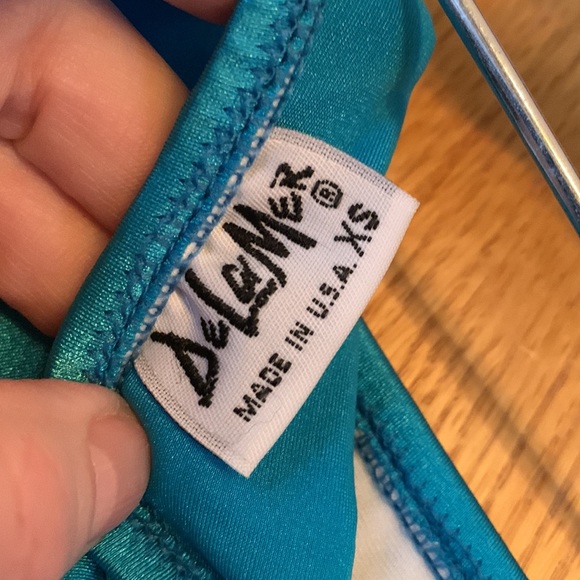 RARE New tags Vintage De La Mer turquoise swim XS hi cut 80s 90s bikini bottoms - Picture 8 of 9